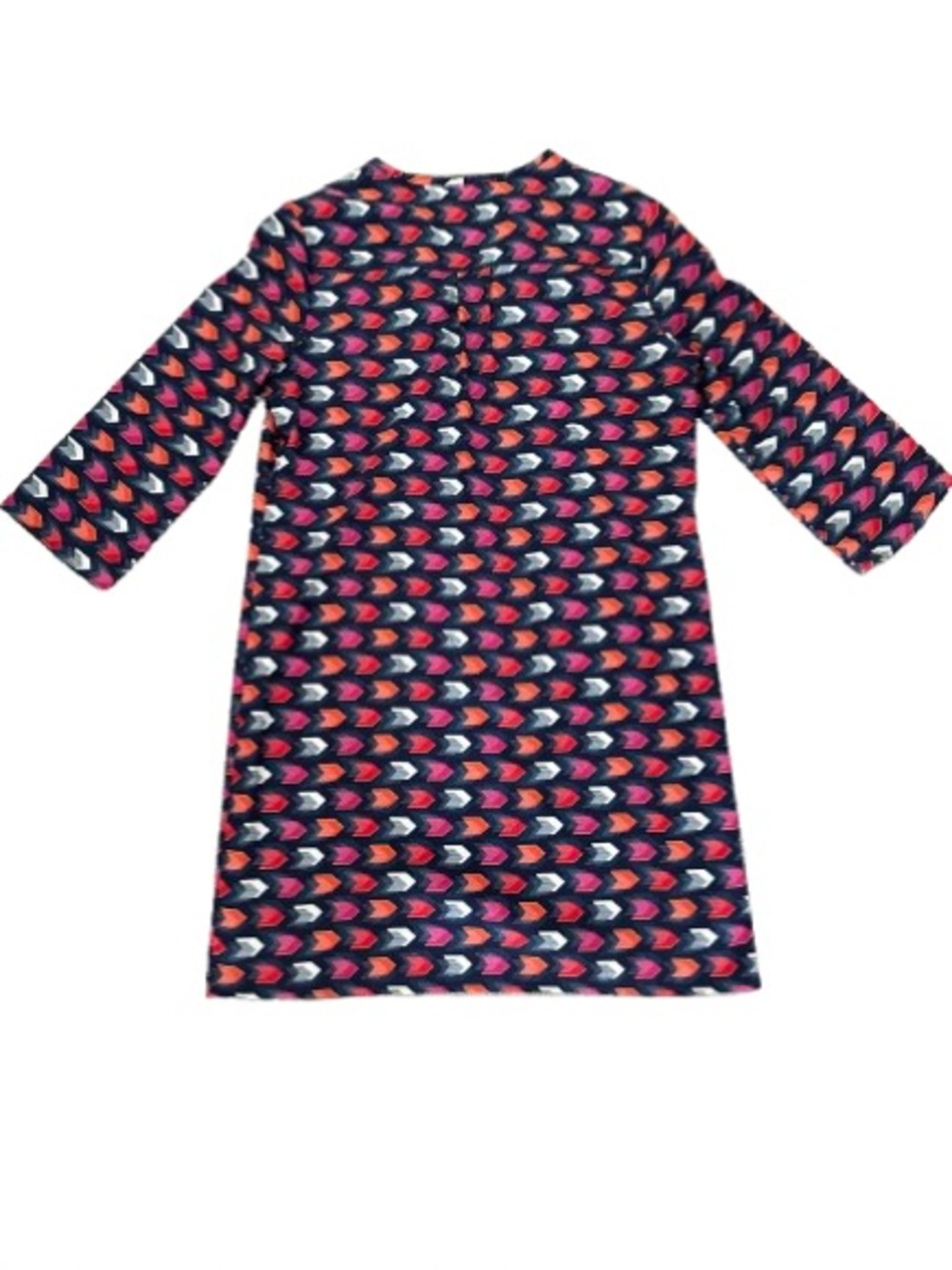 Hutch Anthropologie Geometric Print Shift Dress Size M Navy Pink 3/4 Sleeve - Picture 5 of 5